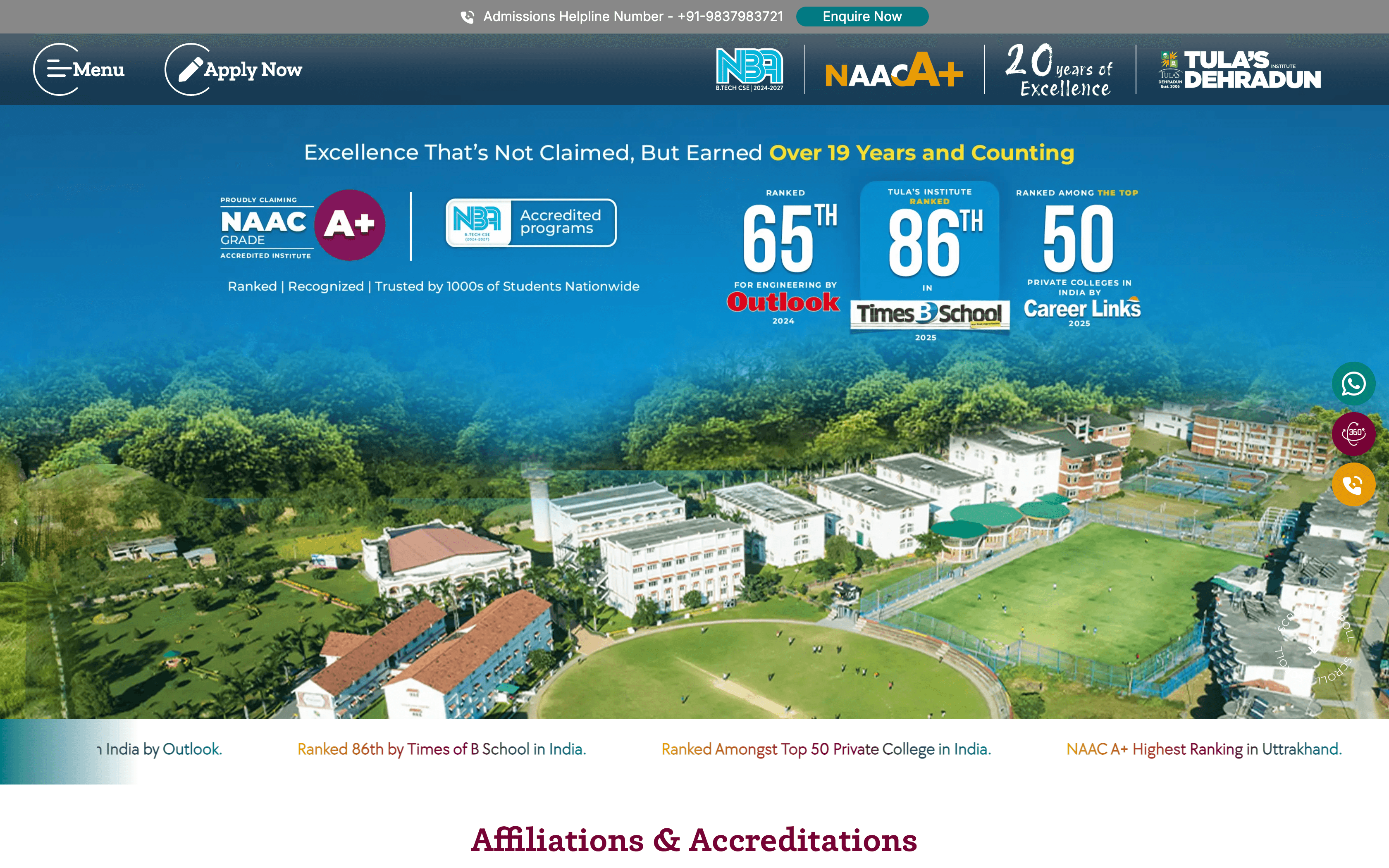 Tulas College Website